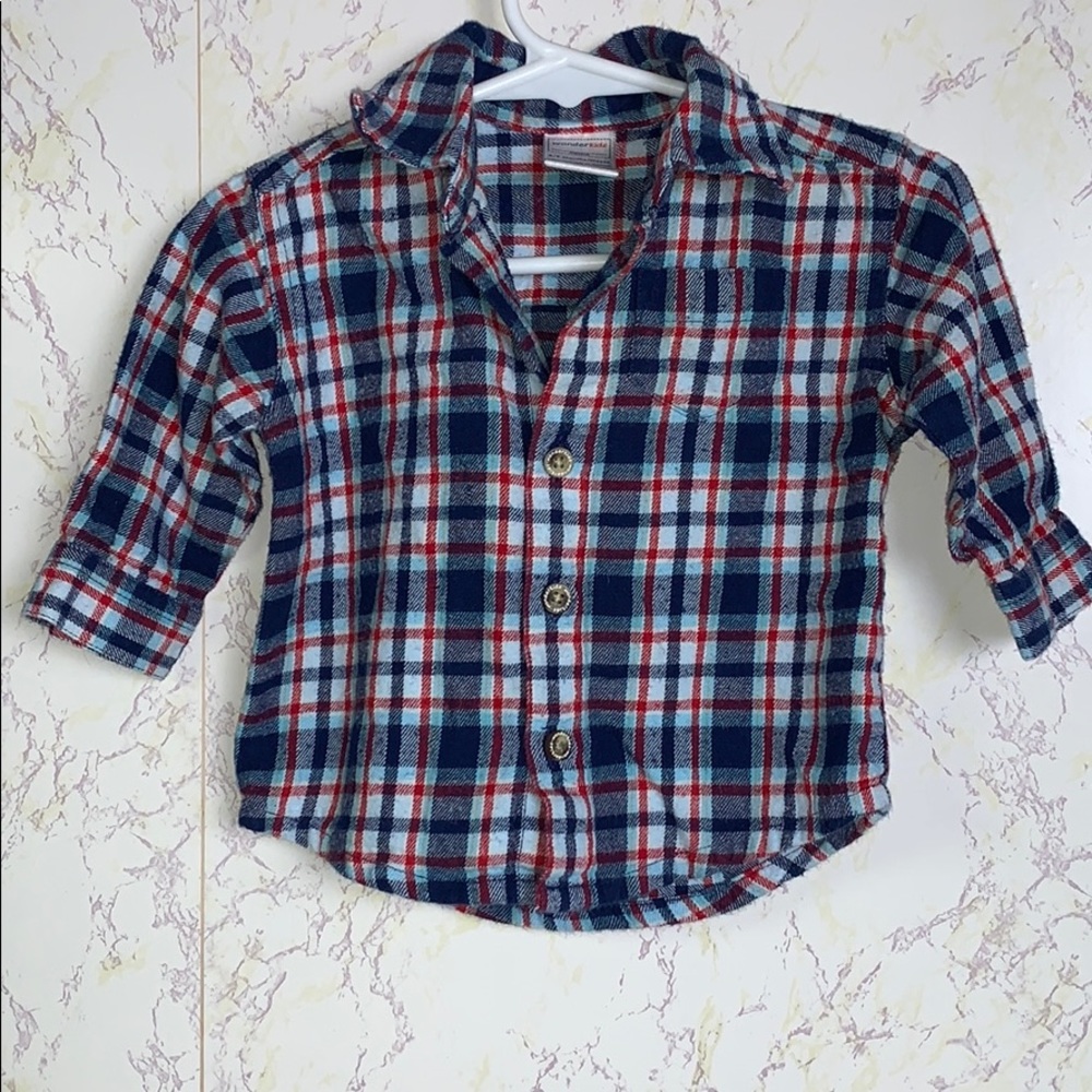 Wonder Kids boys flannel button down 6/9 Months